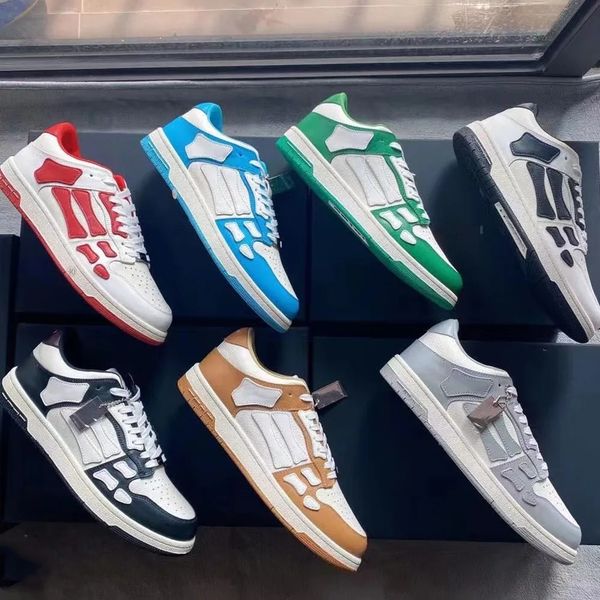 

skel hi bandana sneakers casual shoes designer men women leather shoe bones applique upper eva footbed high low-sneaker, Black