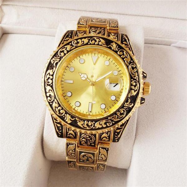 

14 color watch mechanical automatic watch men's stainless steel original buckle presidential fashion men's carved watch314p, Slivery;brown