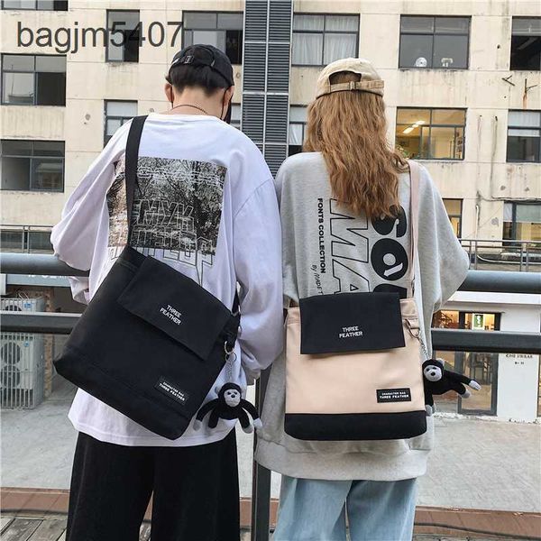 

2023 new hand bag factory 80% wholesale and retail satchel one shoulder fashion canvas students cross small backpack women