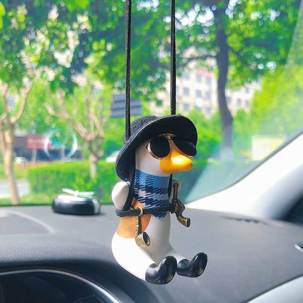 

interior decorations gypsum anime swing duck car interior decoration cute cowboy duck rearview mirror pendant for car prodcut accessories in