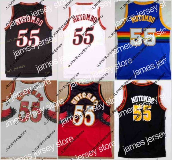 

basketball jerseys james vintage dikembe 55 mutombo jersey sale fashion all 1 mutombo shirt uniform team red blue white black stitched, Black;red