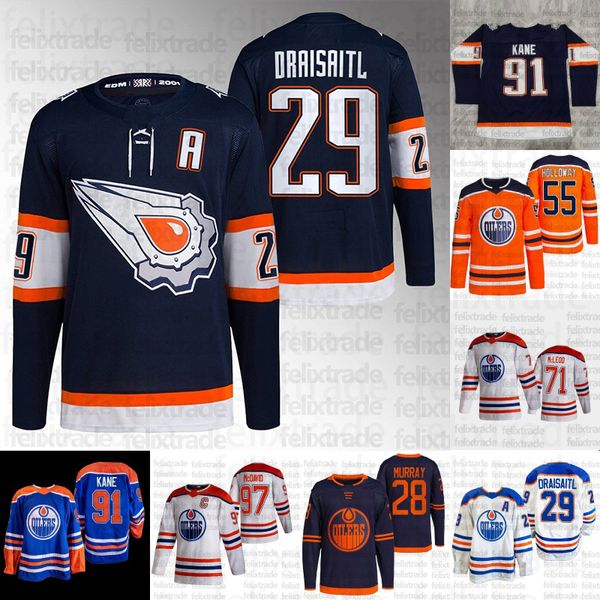

connor mcdavid oilers 2023 reverse retro jersey leon draisaitl ryan mcleod ryan nugent-hopkins derek shore warren foegele dylan holloway zac, Black;red