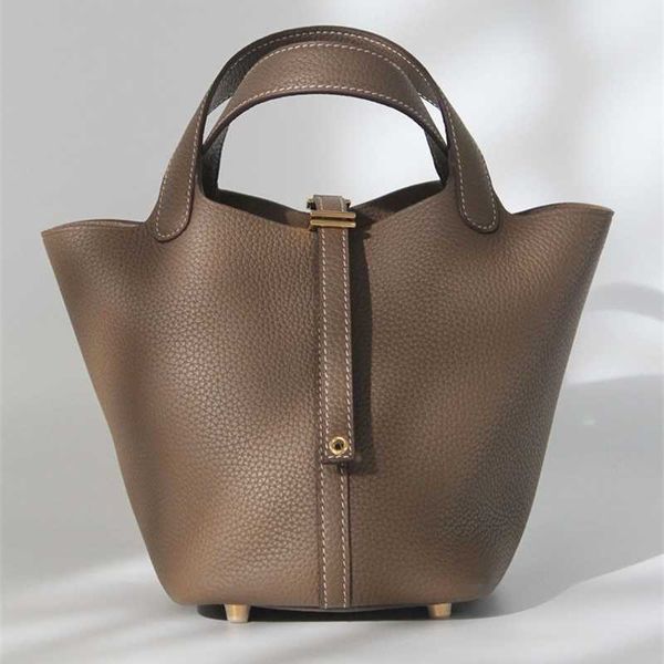 

designer handbags herme picotin s peach plum vegetable basket women's bucket semi handmade leather large capacity hand tote