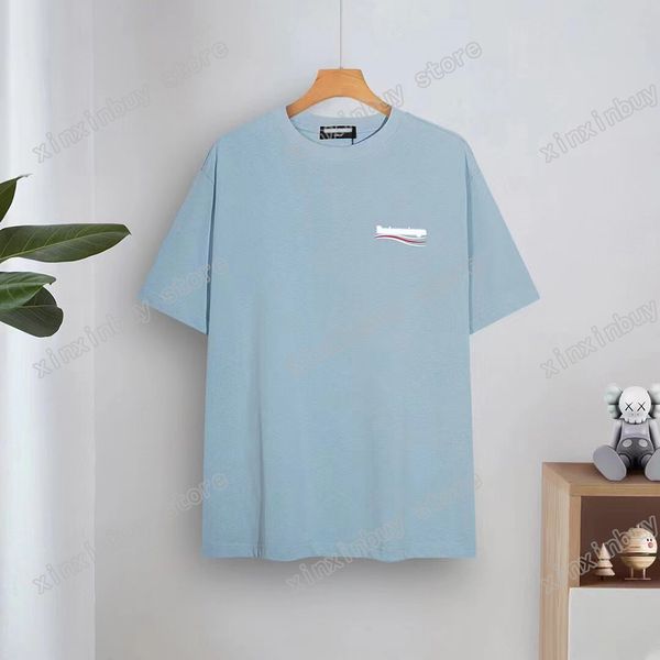 

xinxinbuy men designer tee t shirt paris sea wave print london short sleeve cotton women blue white black grey xs-l, Black;brown
