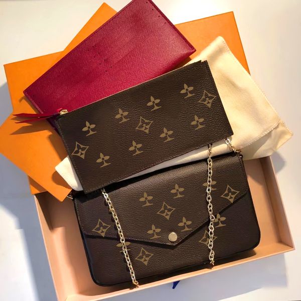 

fashion genuine leather totes clutch bags printed pattern women men luxurys designers 3 piece set pochette felicie vintage shoulder cross bo