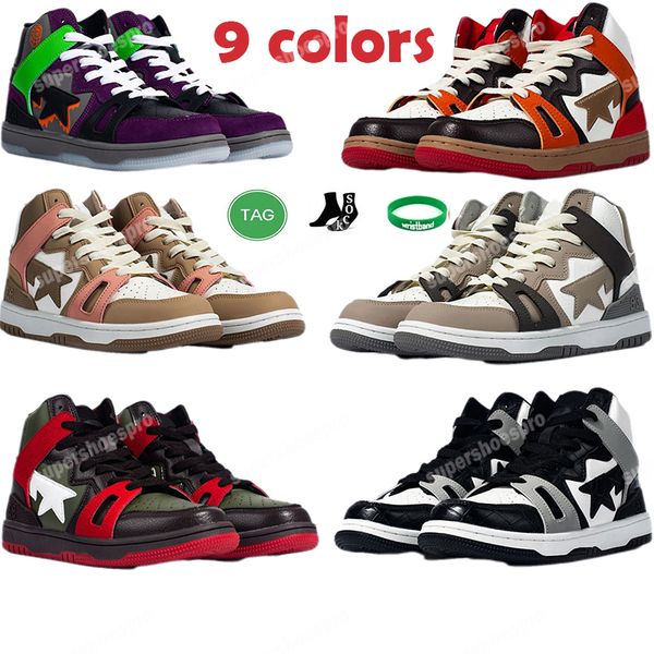 

men sneakers high-shoes designer leather embroidered luxury trainer breathable mesh women shoe classic casual trainers black white green red