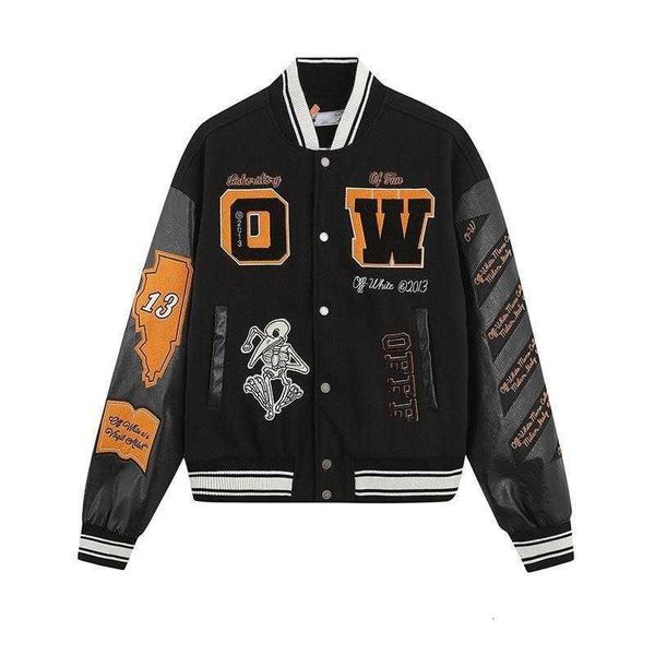 

off baseball jacket men designer coat ow embroidered cardigan jackets hip hop suit coats yh, Black;brown