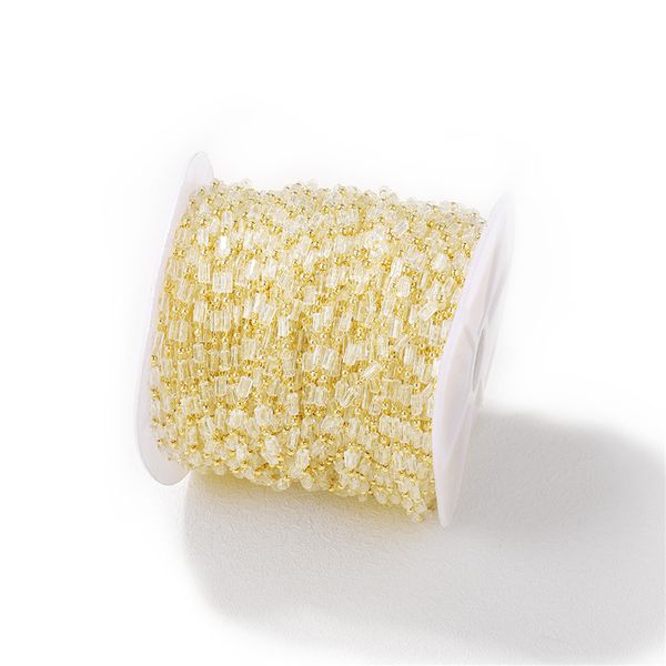 

wholesale gold plated long clear crystal bead chains for jewelry making, Silver