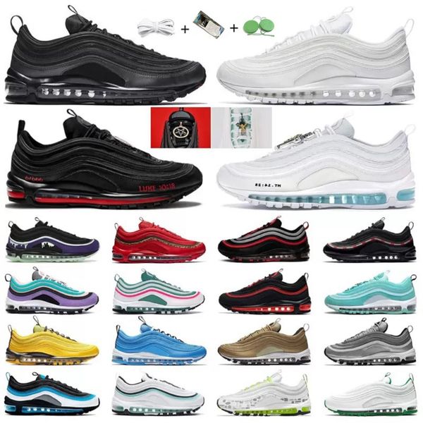 

designer 97 classic shoe men 97s running shoes mschf inri jesus mschflil nas x satan triple white black uindefea ted-black white olive mens
