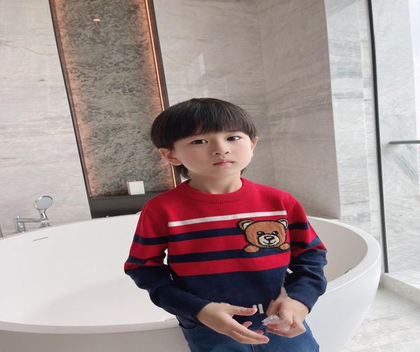 

winter kids girls sweater baby boy knitting pullover striped sweaters children cartoon clothes 50806452813595, Blue