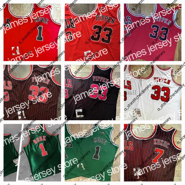 

basketball jerseys basketball jerseys retro real embroidery basketball jerseys 1 derrick 7 toni rose kukoc 33 scottie 91 dennis pippen rodma, Black;red
