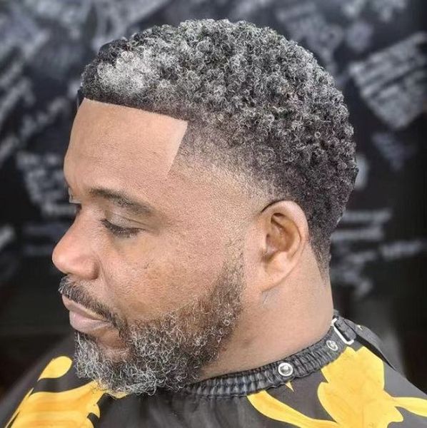 

mens hairpieces 4mm afro full lace toupee indian virgin human hair replacement #1b grey for old black men fast express delivery