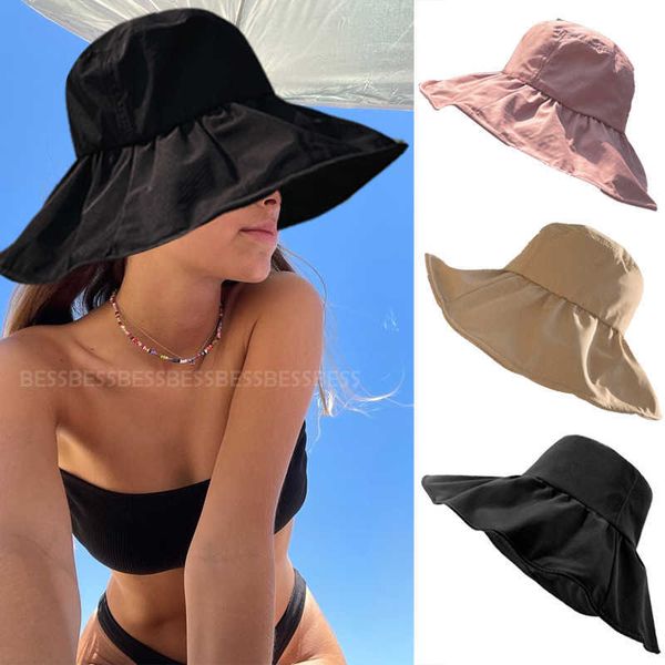 

beanie/skull caps summer sun hat adjustable big heads wide-brimmed beach hat men women uv protection upf 50 packable sun visor hat caps outd, Blue;gray