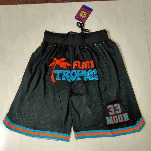 

stitched basketball jerseys college #33 jackie moon flint tropics semi pro movie jersey black shorts sport with pocket college wears