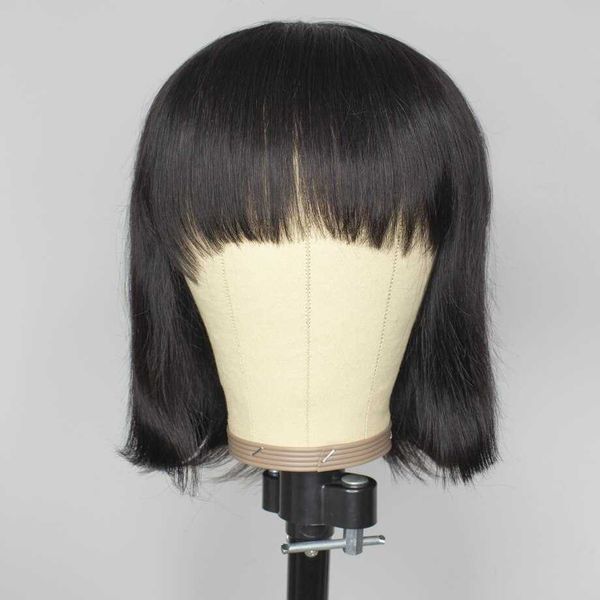 

fashion lace wigs black woman brazilian short bob human hair wig 100% natural straight with bangs made fringe 221212, Black;brown