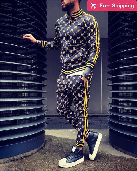 

2023ss tracksuits gyms 2pk tracksuit jacket pants sportweer men's checker sports set, Gray