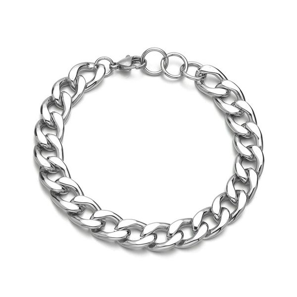 

new polished two-sided cuban bracelet stainless steel punk minimalist ins couple bracelets designer for women pendant chains bracelets jewel, Golden;silver