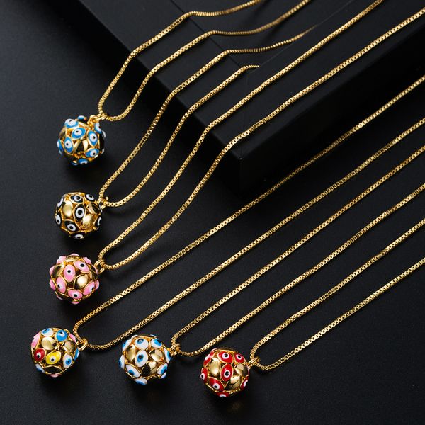 

s3368 fashion jewelry gold plated enamel evil eye ball pendant necklace for women geometric blue eyes choker necklaces, Silver