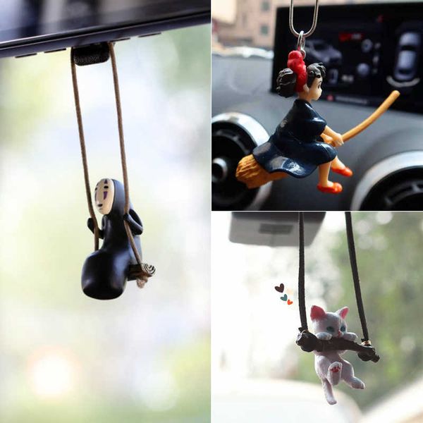 

interior decorations anime car accessories faceless male cat magic girl pendant auto rearview mirror pendant birthday gift auto decoraction