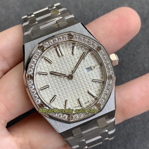 

eternity jff version ladies watches 33mm iced out cz diamond bezel white dial swiss quartz movement 67651 womens watch 316l st201v, Slivery;brown