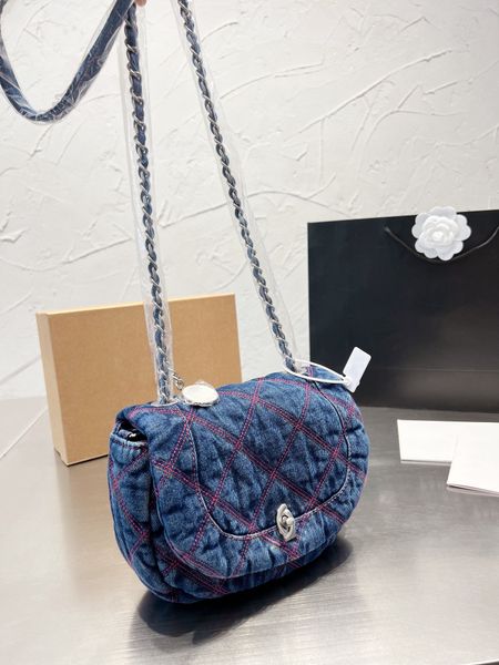 

denim fabric fashion shoulder bags designer handbag luxury crossbody bag coin chain flap wallet 2022 winter style gift box packaging messeng
