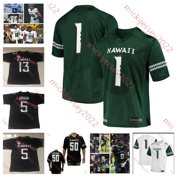 

mens youth custom stitched hawaii rainbow warriors football 80 kamuela borden 81 grey ihu alex perry karsyn pupunu chuuky hines caleb philli, Black