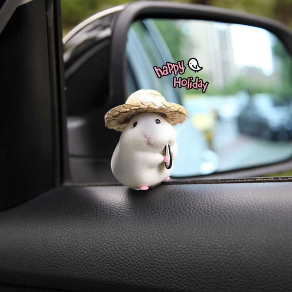 

interior decorations car window center console decoration food hamster cute straw hat doll cute pet car decoration t221215