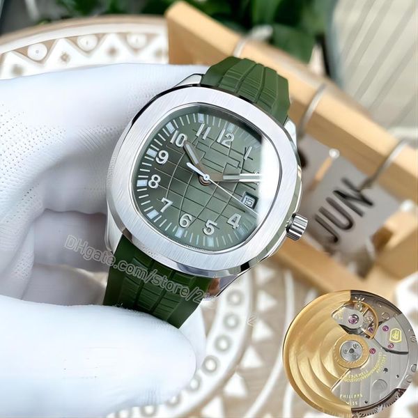 

007 watch man mens watchs automatic mechanical watches for men green face 904l steel case aquanant 40mm classic fashion water resistant sapp, Slivery;brown