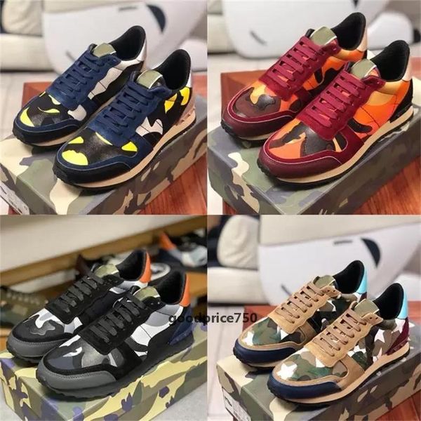 

designer casual shoes camouflage sneakers women men casual rivet shoe flats mesh leather trainers valentinoe''valentinoity hqa, Black