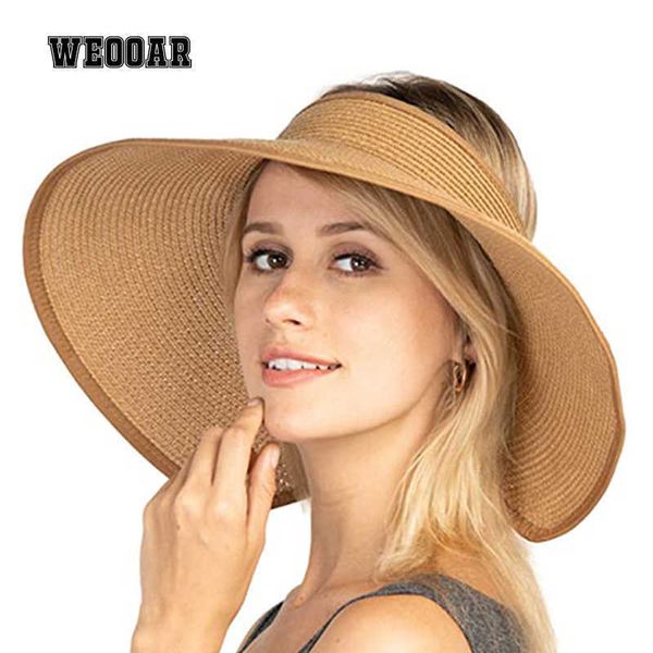 

beanie/skull caps weooar collapsible women's summer hats straw hat sun visor ladies cap wide brim beach men's panama hat 2021 buck, Blue;gray