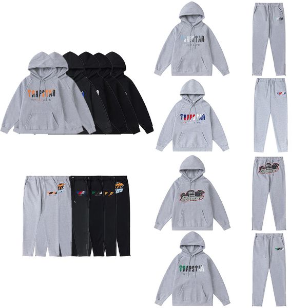 

tracksuit trapstar brand embroidery sportswear men's t shirts men and women sportswear suit zipper trousers, Gray