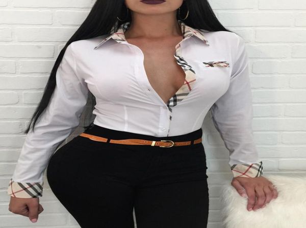 

women039s blouses shirts spring autumn solid shirt 2022 femme plaid trim buttoned up casual long sleeve blouse office ladies 6104171, White