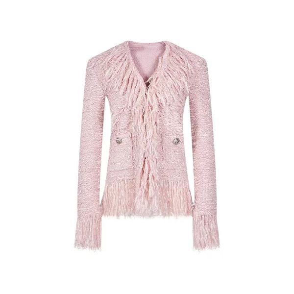 

balm women's brand jacket new women's 2023 spring jacket fashion ootd logo tassel metal buckle coat cardigan designer high-grade c, Black;brown