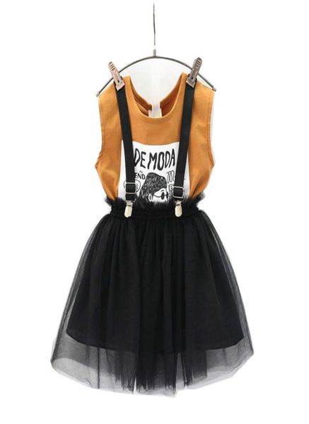 

girls clothes set summer brown shirt overall 2 pcs fashion kids girl outfits5553258, White