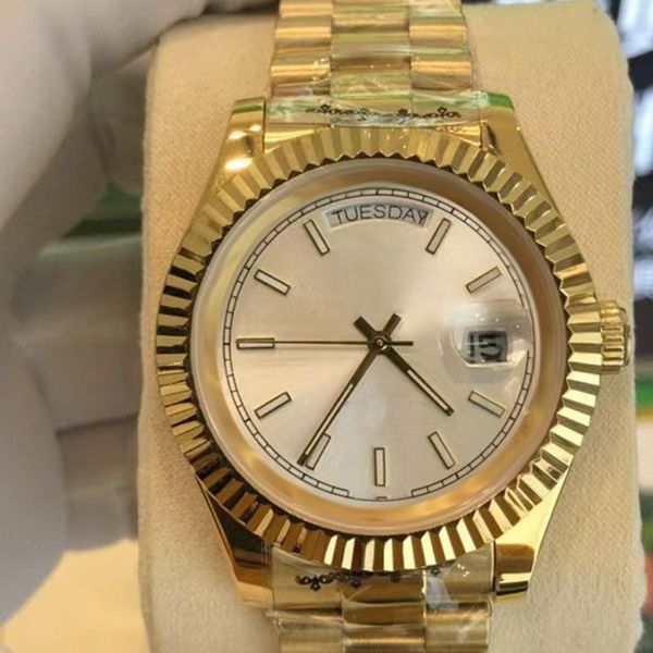 

with original box mens automatic mechanical watch full stainless steel gold rome number face big date men sapphire glass super luminous wate, Slivery;brown