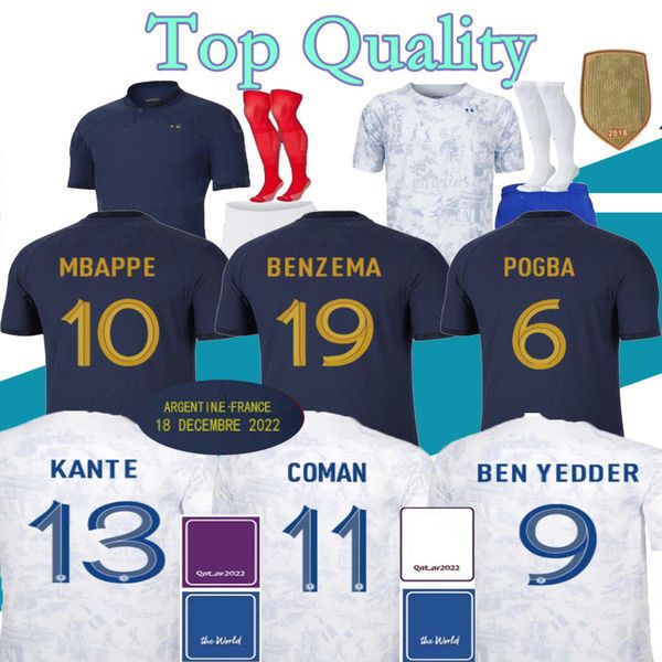 

france maillots de football 2022 soccer jerseys french benzema football shirts mbappe griezmann pogba kante maillot foot kit shirt hommes en, Black;yellow