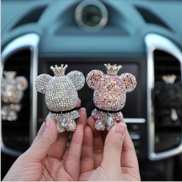 

interior decorations creative crown diamond cute bear car fragrance perfume clip air bears aroma car decoration air fresher decoration acces