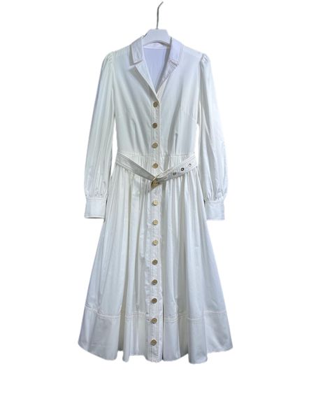 

2022 autumn's latest simple and elegant lady's long cotton lapel dress, Black;gray