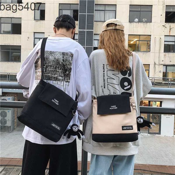 

2023 new hand bag factory 80% wholesale and retail crossbody men satchel one shoulder fashion brand canvas students cross small backpack wom