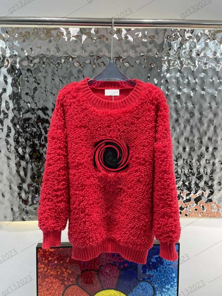 

womens sweaters classic logo embroidery terry knit sweater thread round collar long sleeves warn knitwear designer brand women clothes 2 col, White;black