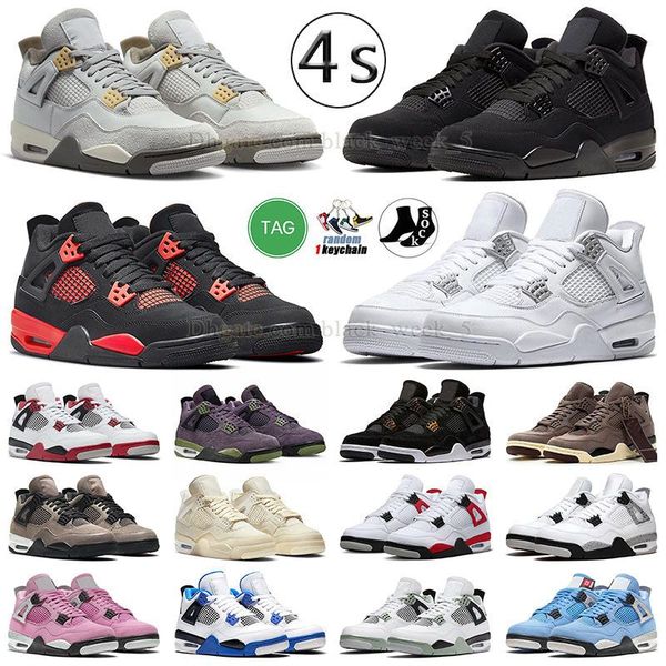 

black and white jumpman 4 basketball shoes mens womens designer sneakers military blue pn dust sail red cement thunder midnight navy pure mo