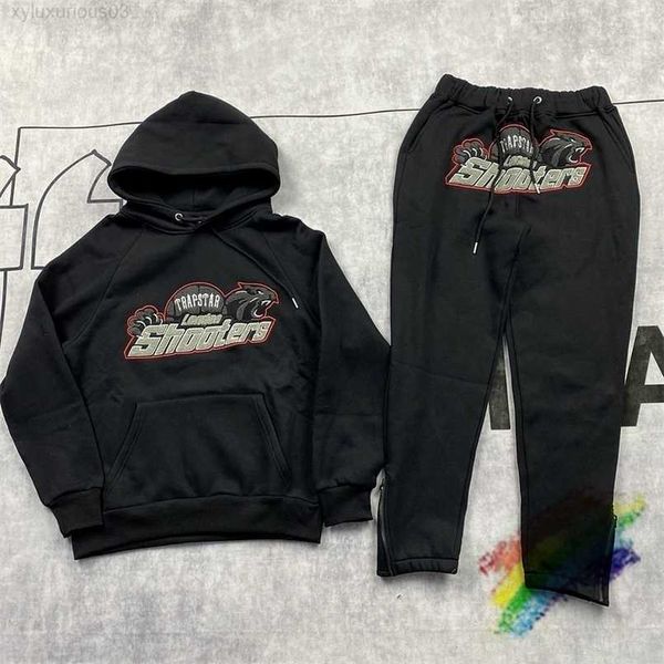 

men's hoodies sweatshirts fw trapstar tiger head towel embroidered hoodie men woman fleece sweater hooded 220929, Black