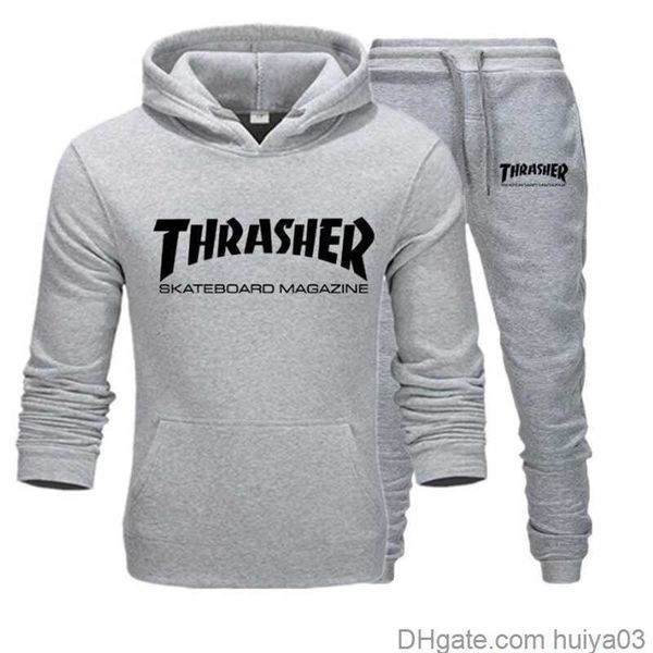 

2022 new two pieces men's tracksuits clothing fashion hooded sweatshirts sportswear men tracksuit hoodie brand clothes hoodies pants me, Gray