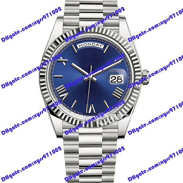 

men's watch 2813 automatic mechanical watch 228239 40mm blue rome dial silver stainless steel wristwatch calendar display 228238 watche, Slivery;brown