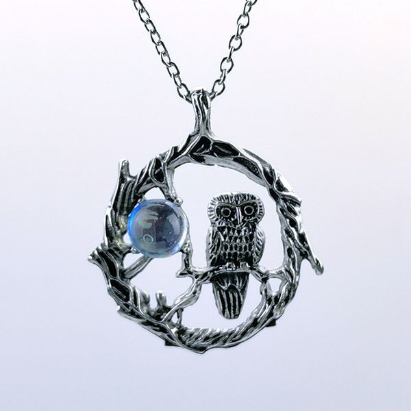 

12pcs creativity retro fashion owl star moonstone pendant necklace woman charm party jewelry accessories gift, Silver