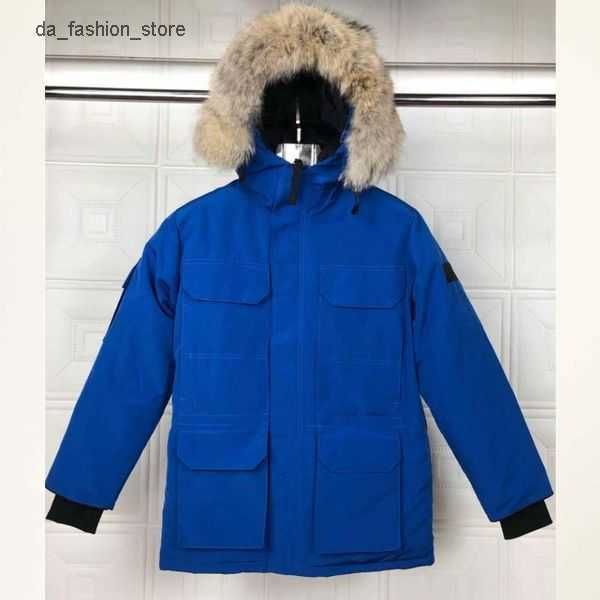 

canada winter down coat mens fashion parka waterproof windser advanced fabric thick doudoune with wolf fur keep warm jacket coats factory pu, Black