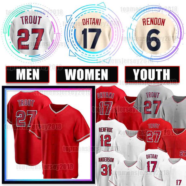 

17 shohei ohtani baseball jersey 27 mike trout 2022 city connect anthony rendon jo adell angels hunter renfroe 8 brett phillips 2 luis rengi, Blue;black