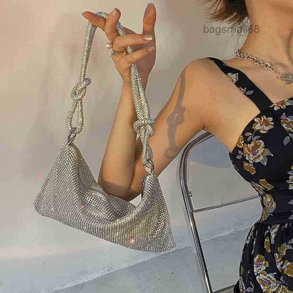 

handle rhinestones evening clutch bag silver shiny crystal dinner party wedding purses and handbag luxury designer shoulder bags y220630 bag