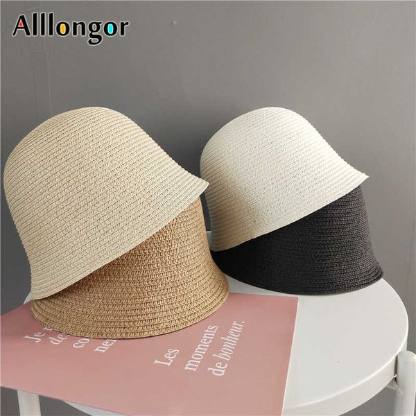 

beanie/skull caps foldable sun hats women new 2022 summer sun visor protection straw hats panama beach bucket cap sombreros de mujer sunhats, Blue;gray