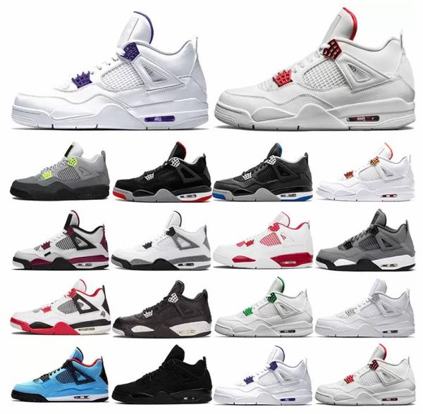 

2023 4 4s mens basketball shoes military black cat thunder red sail white oreo cement bred infrared metallic purple men sports women sneaker